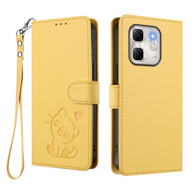 Infinix Hot 50i 4G Funda Billetera de Gato, Amarillo