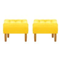 Bodevir - Set Pouf Wood 1C Felpa 04 Amarillo