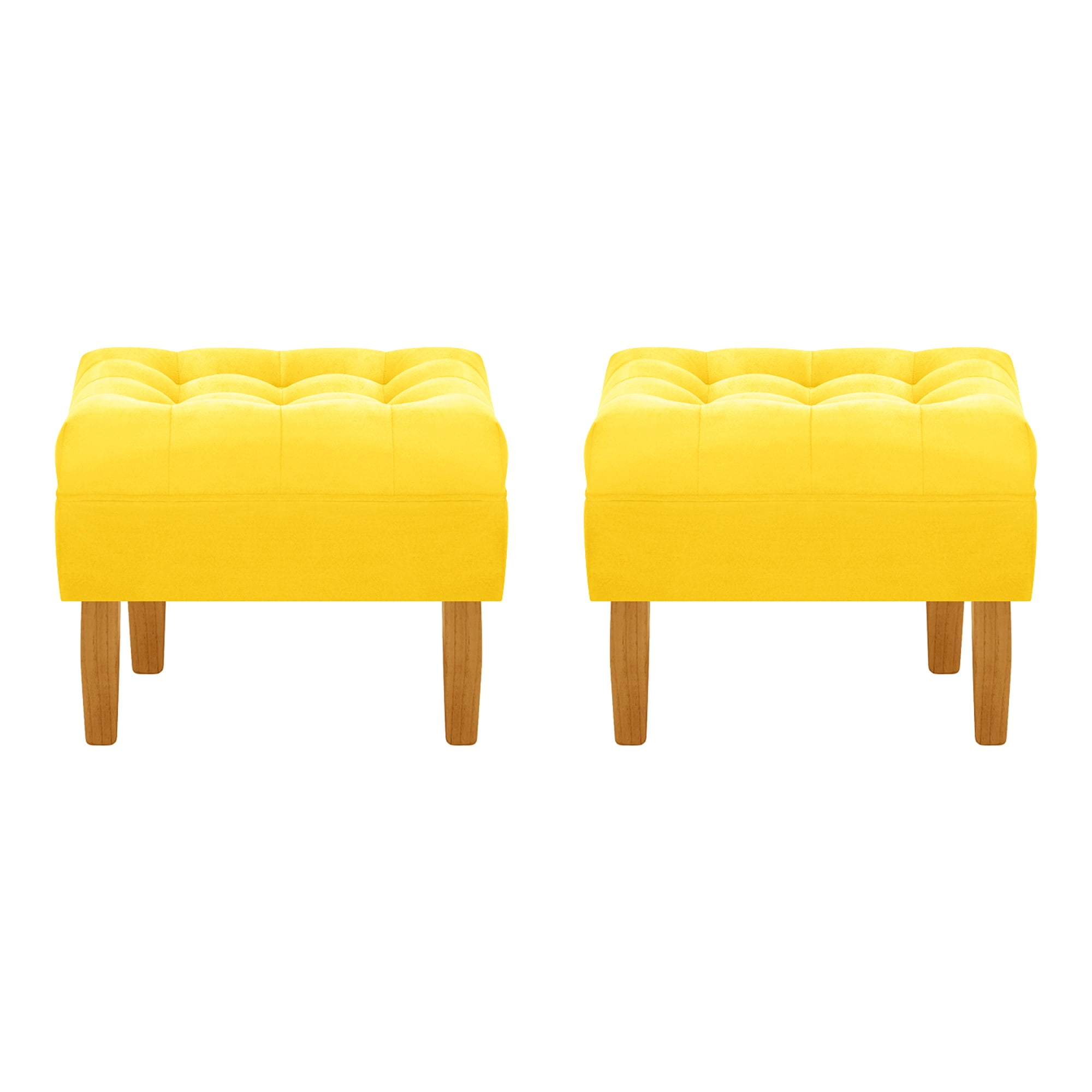 Bodevir - Set Pouf Wood 1c Felpa 04 Amarillo