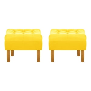 Bodevir - Set Pouf Wood 1C Felpa 04 Amarillo