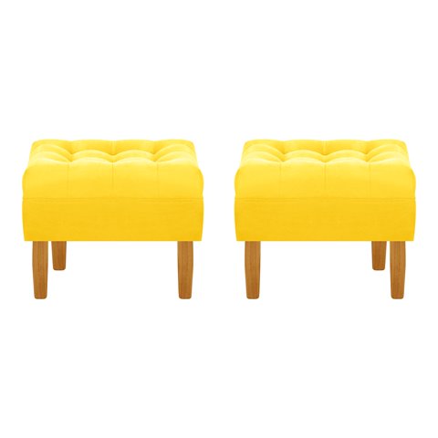 Bodevir - Set Pouf Wood 1C Felpa 04 Amarillo