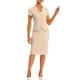thumbnail image 2 of INSPIRE CHIC Traje de Negocios para Mujeres de 2 Piezas Conjunto de Atuendo para Maestras de Regreso a Clases Chaqueta Blazer de Manga Corta y Falda Lápiz M Albaricoque, 2 of 6