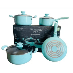 Genérico - Set De Ollas Keep, Antiadherente, 7 Piezas, Color Turquesa