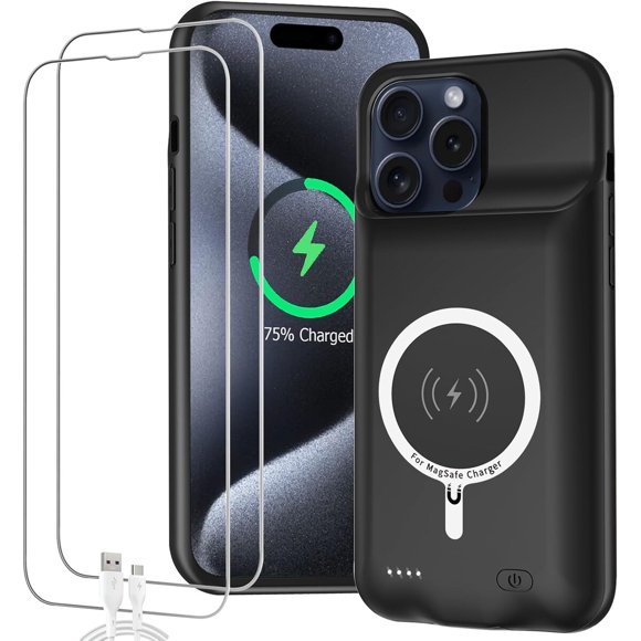 Funda batería SNRONEW para iPhone 15 Pro de 10.000 mAh, negra