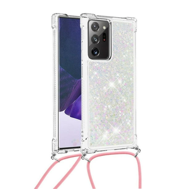 Funda FOXDOCK para Samsung Galaxy Note 20 Ultra con Cuerda Ajustable, Brillo Líquido, Protección Antigolpes y Lente – Ideal para Regalo