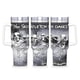 thumbnail image 1 of La Familia Esqueleto Espeluznante Bailando Vaso aislado de acero inoxidable con asa, diseño temático, regalo para familia, amigos y fans; incluye pajita y encaja en el portavasos estándar, 40 oz, 1 of 6