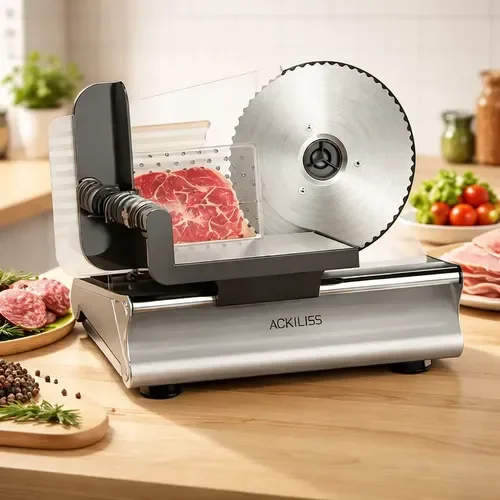 Rebanadora de Carnes/cecinas Ajustable Ackiliss Acero 200W 50Hz/60Hz