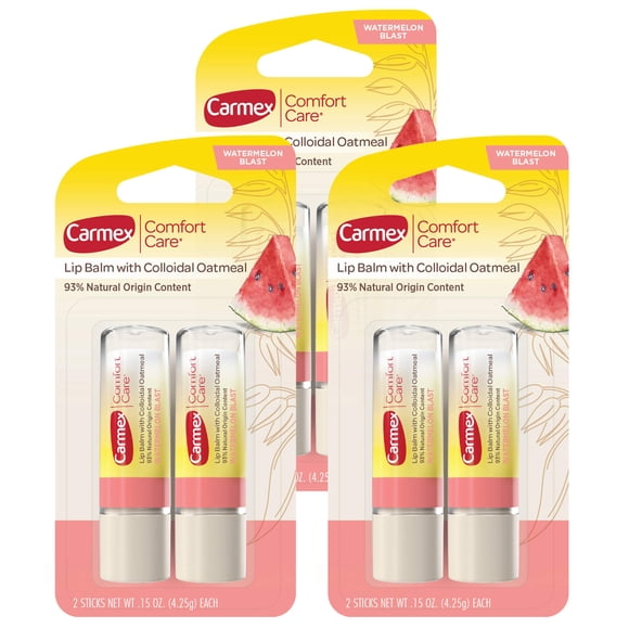 Bálsamo labial Carmex Comfort Care Sabor Sandía - Pack de 6 (3x2)