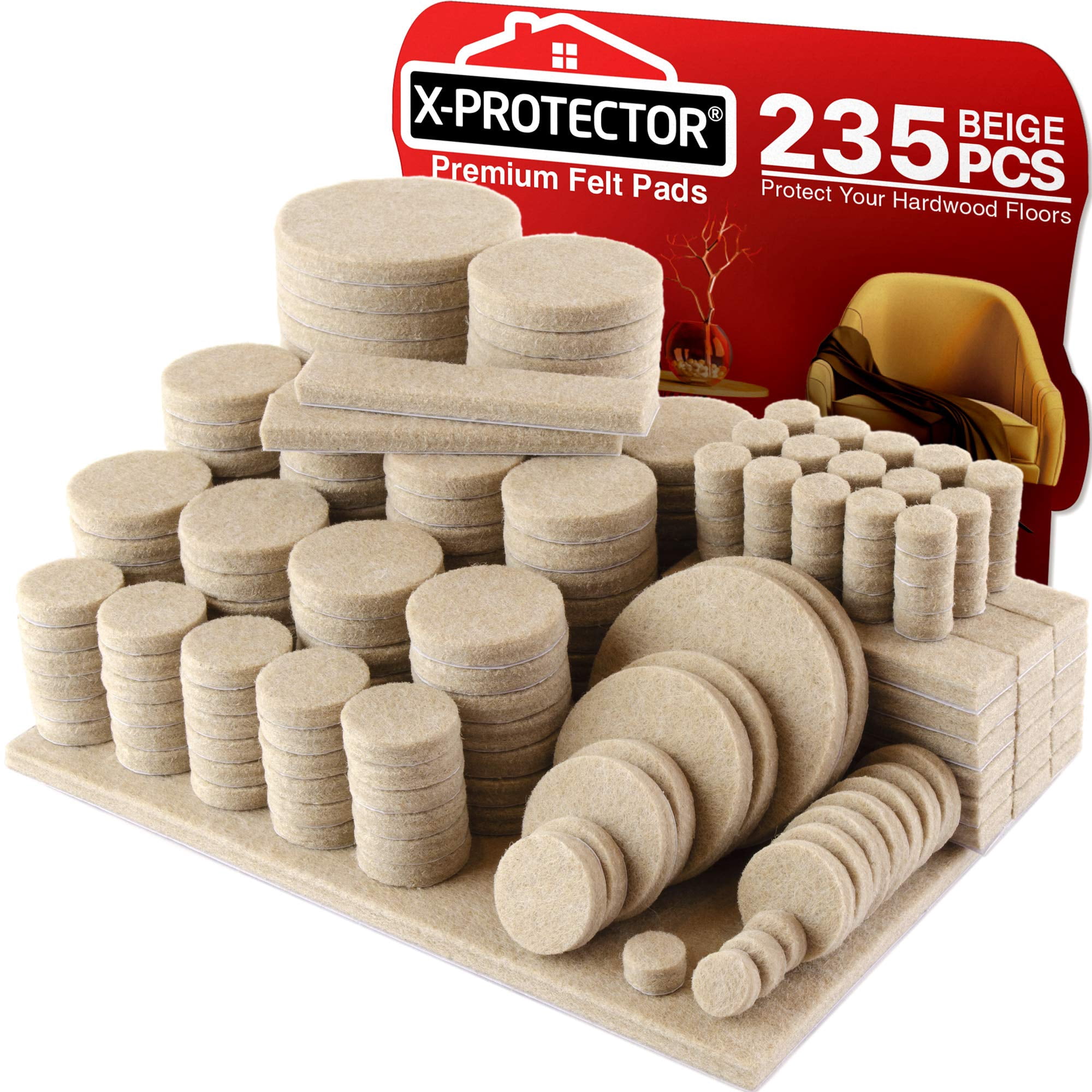 Protectores De Fieltro Para Muebles X-protector, 235 Piezas, Protectores Para Pisos De Madera