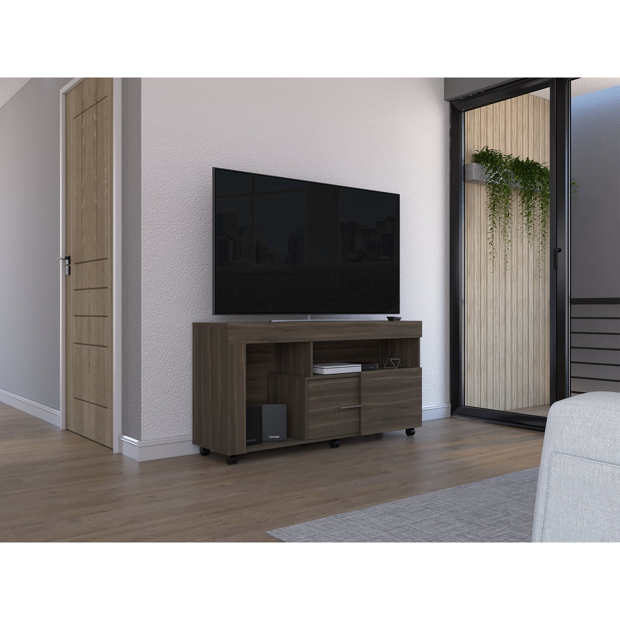 Tuhome - Rack Tv 60" 2 Puertas Tolon 70,0x136,2x37,8 Cm Milan