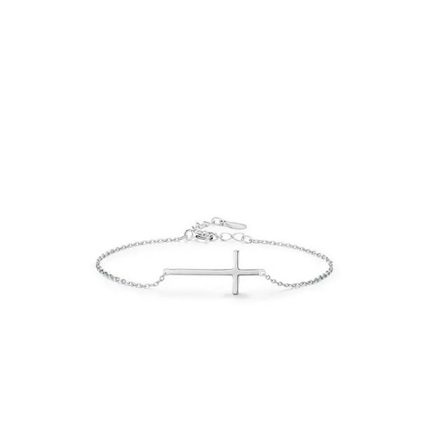 Brazalete cruz religiosa de plata de ley
