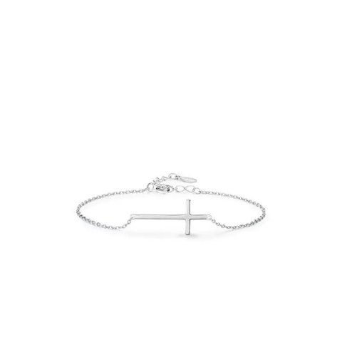 Heshpaws - Brazalete Cruz Religiosa De Plata De Ley