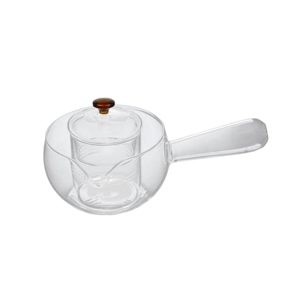 Tetera de vidrio giratoria 450ml Té portátil desmontable creativo más empinado Tetera de vidrio transparente resistente al calor Lado para hervir para Mango de vidrio