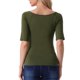 thumbnail image 3 of INSPIRE CHIC Camisetas de Mujer para Regreso a Clases con Cuello de Barco, Mangas Medias, Ajustadas, Suaves, Talla XL, Verde Militar, 3 of 6