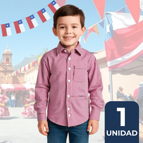 Utilisimo - Camisa Huaso Cuadrillé Algodón Niño Juvenil Color Rojo