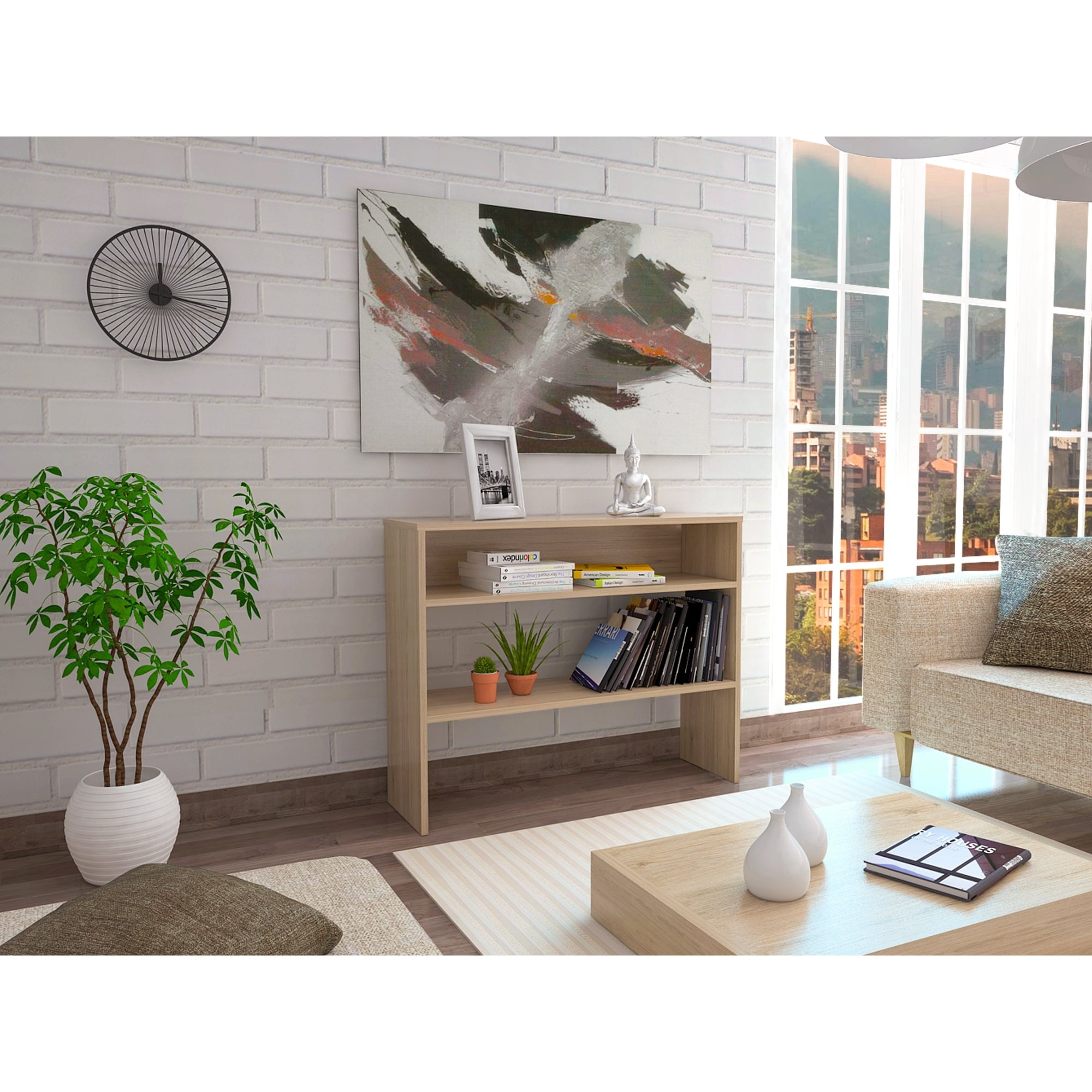 Tuhome - Arrimo Beijing 80x100x30 Cm Rovere Y Blanco