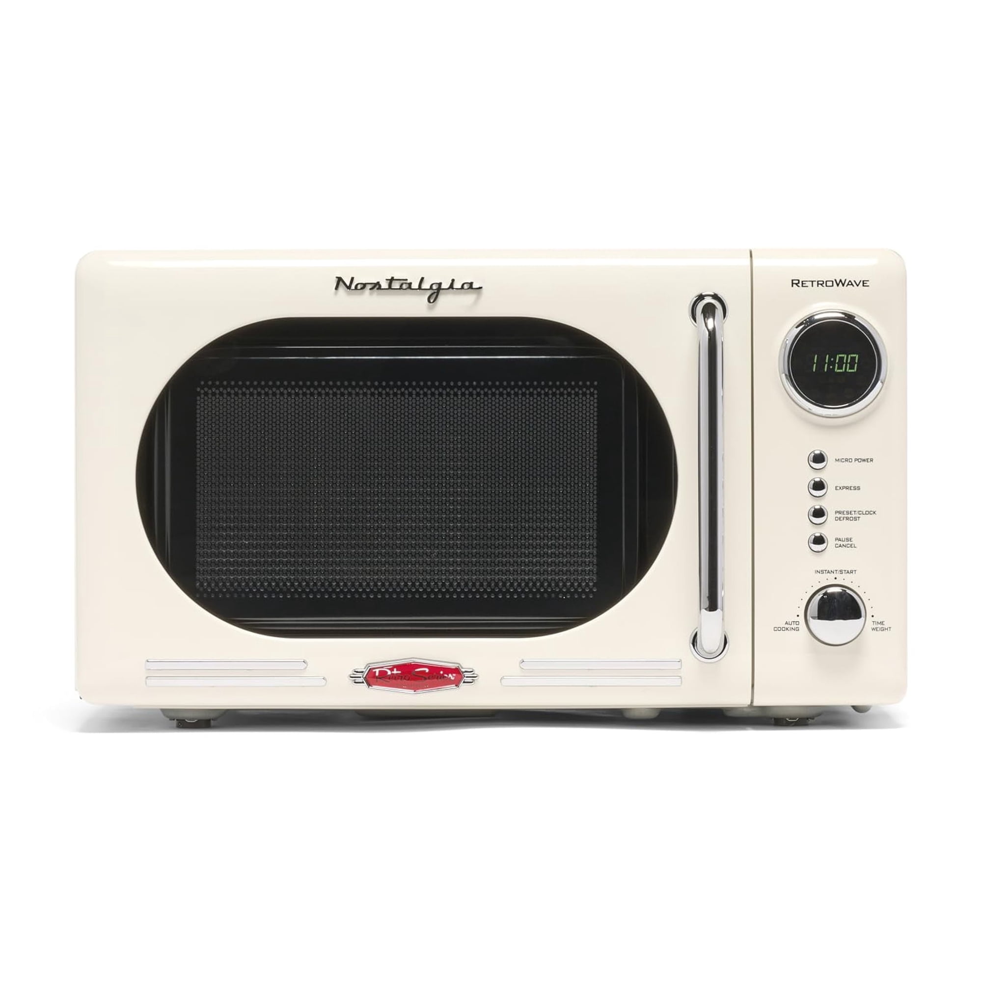 Nostalgia 0.7 Cu. Ft. Retro Compact - Horno De Microondas Para Encimera, Color Marfil