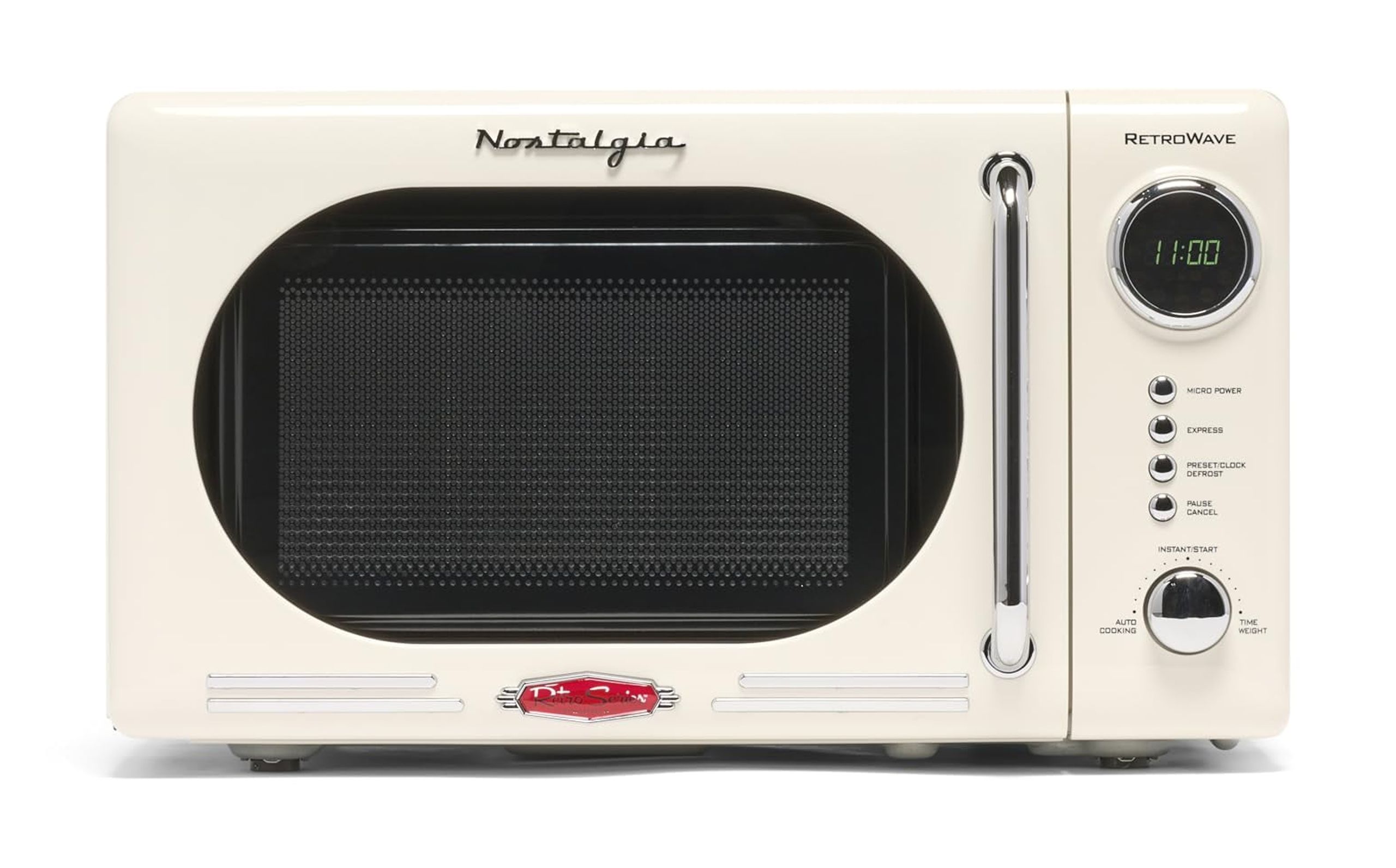 Nostalgia 0.7 Cu. Ft. Retro Compact - Horno De Microondas Para Encimera, Color Marfil