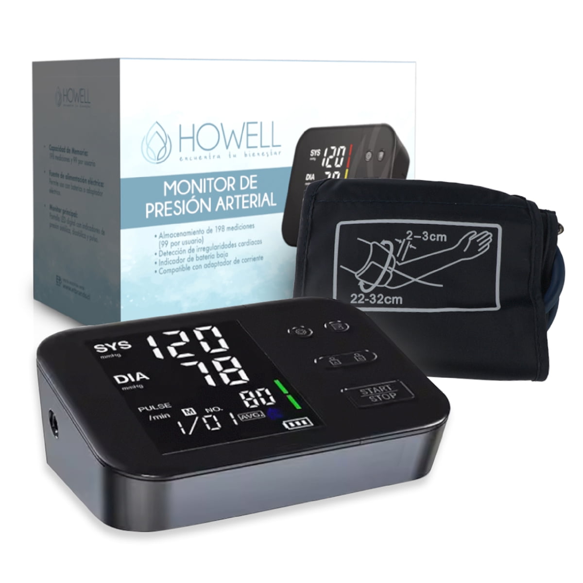 Tensiómetro V2 Toma Presión Digital Pro Howell Usb Bateria