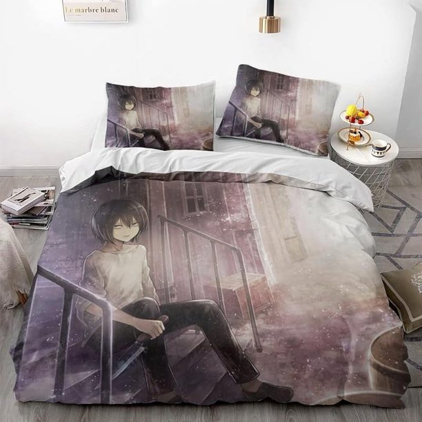 Attack -on- Giant Win-gsofLibe-rty -Anime -Soft 3D Prin-ed Duve-t Cover Bedd-ng Set -with Co-mforter C-over