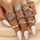 thumbnail image 1 of Boho Style Vintage Carved Starry Gemstone Rings - 11pcs Combo Set for Women and Girls, 1 of 5