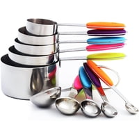 Xinqihang - Tazas Y Cucharas Medidoras Vojaco, Juego De 10 Tazas Y Cucharas Medidoras, Juego De Tazas Medidoras De Acero Inoxidable Para Alimentos Líquidos Secos, Tazas Medidoras De Metal Para Cocinar Y Hornear E