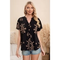 Likeshop - Blusa Mujer Manga Corta Algodón Botones Diseño Estampado 0076