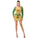 thumbnail image 4 of Saronite Conjunto de Top de Manga Larga con Cuello en V y Falda con Cordón Ajustable en la Espalda, Color Verde (para Mujer), 4 of 5