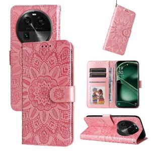 Funda Tipo Cartera Foxdock Para Oppo Find X6 Pro , Diseño Girasol En Relieve, Cuero Pu, Cierre Magnético, Soporte Y Tarjetero