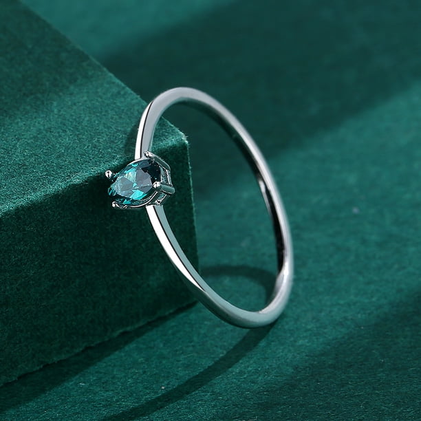Dainty Sterling Silver Promise Ring with Faux Gemstones - Perfect Gift for Women and Girls on Birthdays, Valentine's Day, and Anniversaries