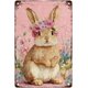 thumbnail image 1 of Letrero estaño conejo Pascua retro conejo vintage metal hogar jardín sala decoración pared Pascua 20x30cm, 1 of 6