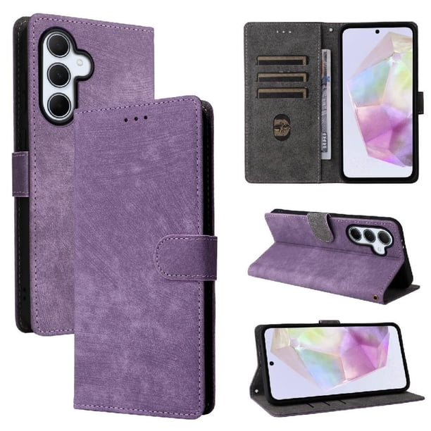 Funda Billetera para Samsung Galaxy A36 5G con Soporte - Cartera de Cuero con Ranuras Morado