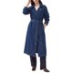 thumbnail image 2 of INSPIRE CHIC Abrigos de Mezclilla para Mujer, Doble Botonadura, Mangas Largas, Línea A, Solapa con Cinturón, Bolsillos, Abertura Trasera, Otoño Invierno, Chaquetas Largas, XX Grande Azul, 2 of 6