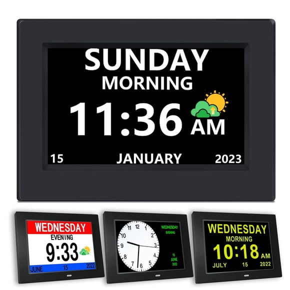 Reloj digital DST con fecha y día de la semana para personas mayores
