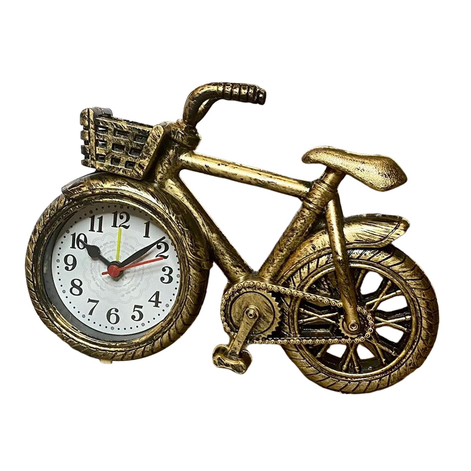Magideal - Reloj De Bicicleta, Reloj De Estante De Escritorio, Reloj De Mesa Lateral Pequeño De Estilo Vintage, Reloj Despertador Modelo De Bicicleta, Reloj De E Bronce
