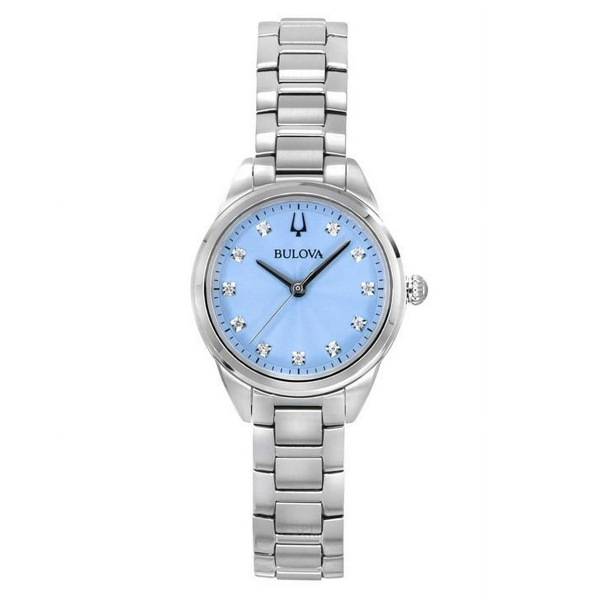 Reloj Bulova Sutton Diamond Accents Stainless Steel Light Blue Dial Quartz 96p250 Women's Watch