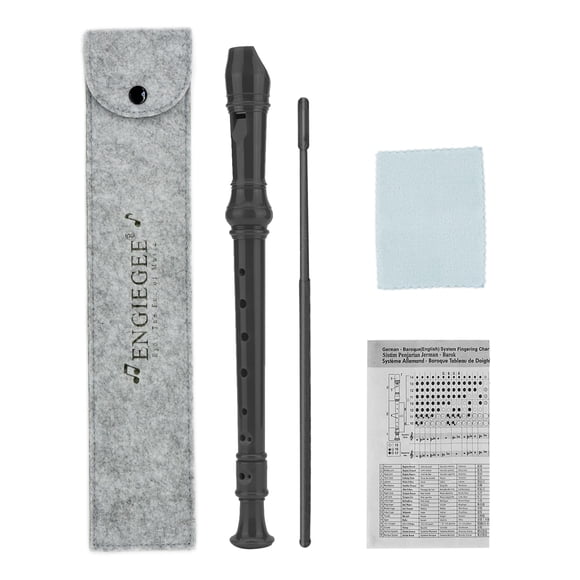 Flauta dulce ENGIEGEE de 33 cm, 8 agujeros, negra, para niños
