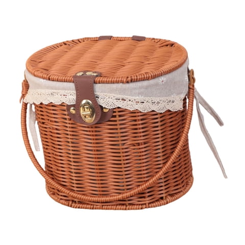 Magideal - Cesta De Almacenamiento De Canasta De Picnic Con Canasta De Contenedor De Almacenamiento Decorativo De Revestimiento Lavable Para Decoración Del Hogar