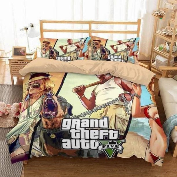 Grand Theft Auto Bedding Set Duna Down Duvet Cover Set Pillowcase Included3-Piece Bedding Set (1 Duvet Cover + 2 Pillow Shams)