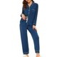 thumbnail image 2 of INSPIRE CHIC Pijama de mujer sensación modal suave Regreso a clases Manga larga con botones y solapa Ropa de dormir con pantalones elásticos primavera otoño XL Azul, 2 of 6