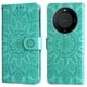 thumbnail image 3 of Funda tipo cartera FOXDOCK para Huawei Mate 60 Pro , diseño girasol en relieve, cuero PU, cierre magnético, soporte y tarjetero, 3 of 5
