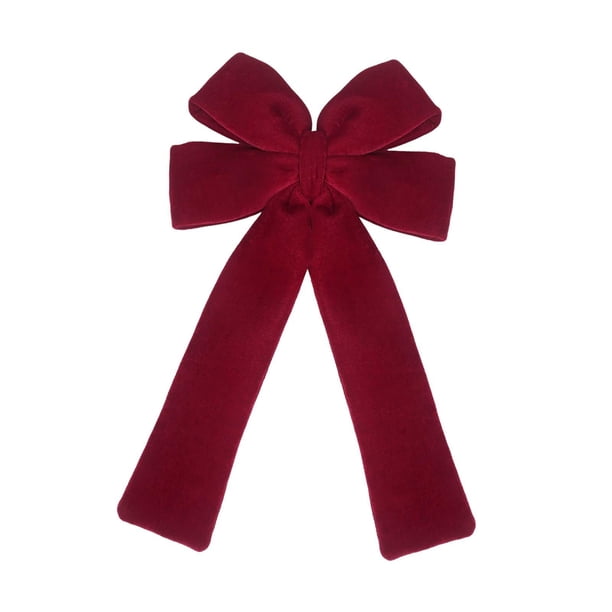Lazo navideño grande, lazo de terciopelo rojo, lazos navideños, lazos navideños rojos, decoración para corona, punta del árbol, puerta de entrada, áre