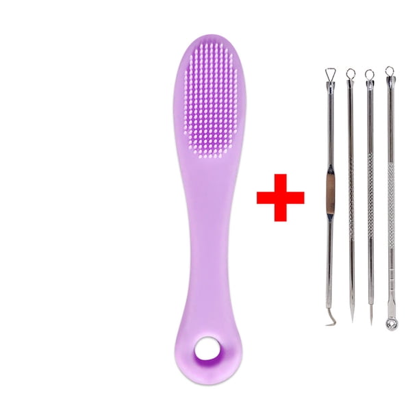 Silicone Nose Brush Facial Pore Cleaner Portable Blackhead Double-sided Massage Brushes Beauty Cleaning Tool + Acne Pore Needle