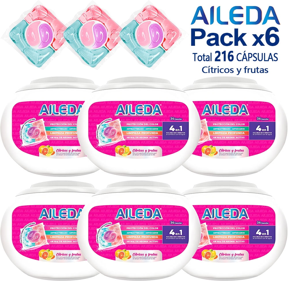 Detergente En Cápsulas Aileda Cítricos Y Frutas Antibacterial (en Total 216 Cápsulas)