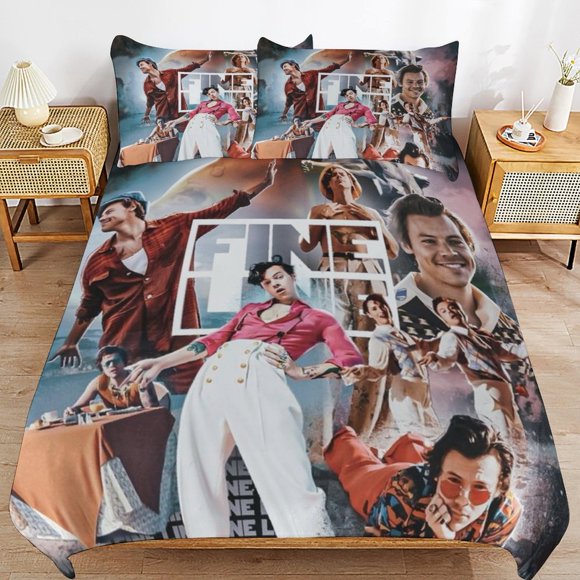 Harry Styles Durable Weave Texture Light Structure Easy Fit Sleep Time Duvet Cover Sets for Homes
