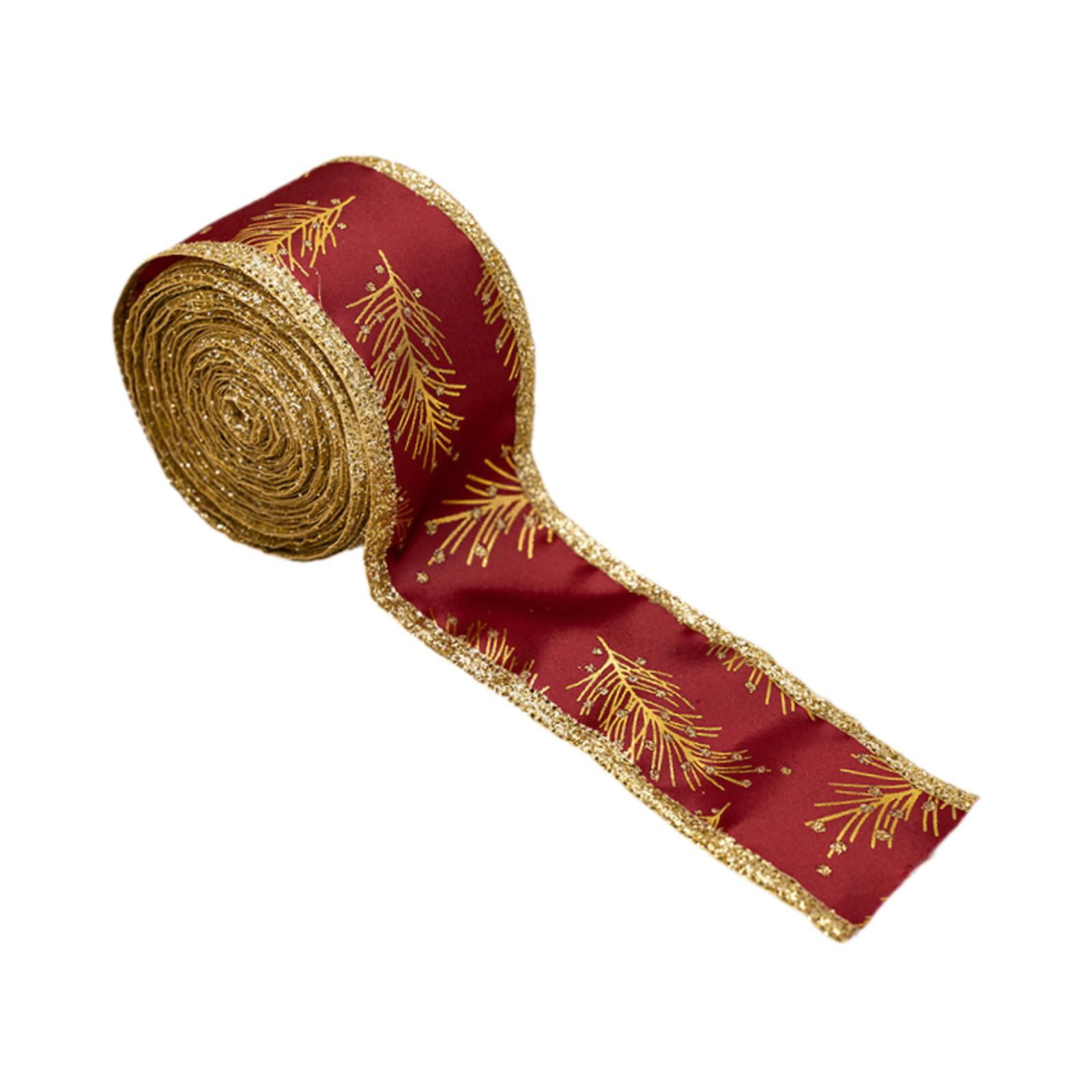 Magideal - Cinta Navideña, Cinta Navideña, Cintas Con Borde Con Cable Para Decoración Navideña, Cinta Decorativa Para Proyectos Artesanales De Embalaje De Regalo Rojo