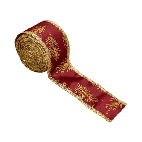 Magideal - Cinta Navideña, Cinta Navideña, Cintas Con Borde Con Cable Para Decoración Navideña, Cinta Decorativa Para Proyectos Artesanales De Embalaje De Regalo Rojo