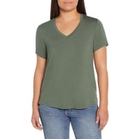 Camiseta Gap Con Cuello En V Favorita Para Mujer, Color Verde Escarola, Talla S