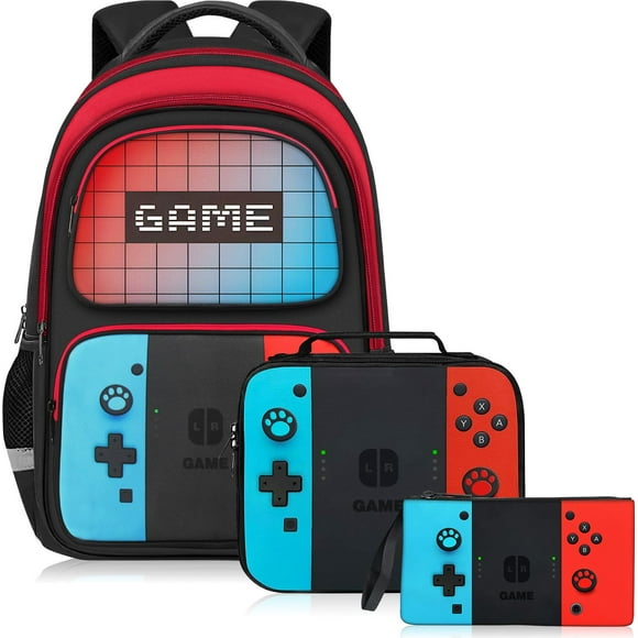 Mochila Escolar Gamer Boys 17 Con Lonchera Y Estuche Para Lápices