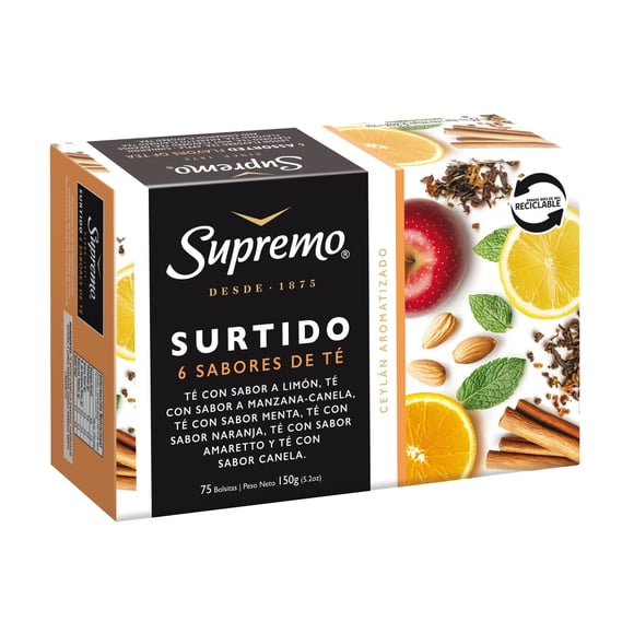 Té Gourmet Surtido 6 Sabores Caja, 75 Un